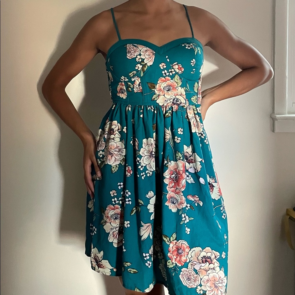 Strappy Floral Bust Detail Dress
